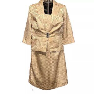 NICOLETTE. New with Tag. Size 22W. Gold Skirt Suit. Lined. Rhinestone. DD